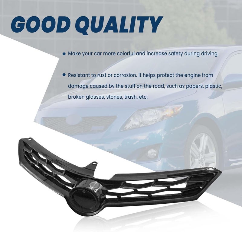 Kspeed Front Bumper Upper Grille for 2014 2015 2016 Toyota Corolla S,ABS Gloss Black Upper Grill Replace for 5310002570 TO1200365 - Image 3